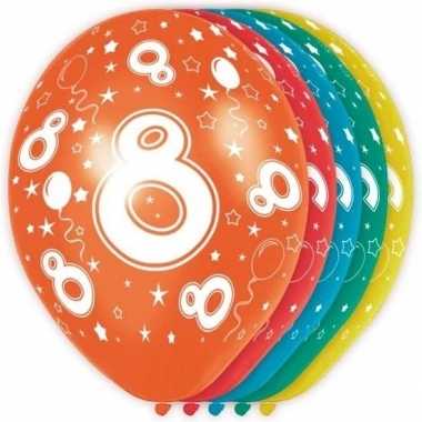 10x stuks 8 jaar thema versiering helium ballonnen 30 cm