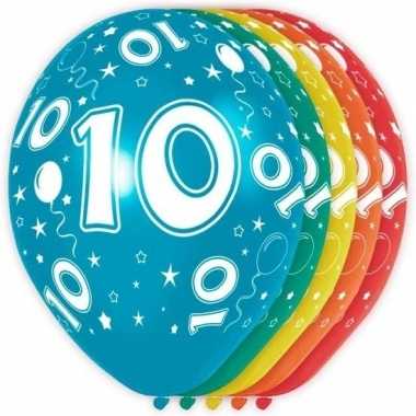 5x stuks 10 jaar thema versiering heliumballonnen 30 cm