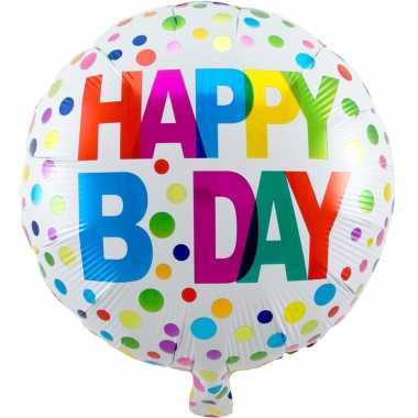 Folie ballon gefeliciteerd/verjaardag gekleurde stippen 45 cm met hel