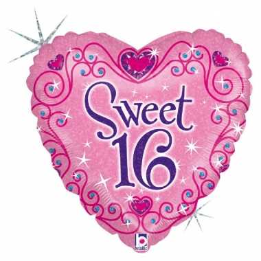 Folie ballon gefeliciteerd/verjaardag sweet 16/16e verjaardag 46 cm m