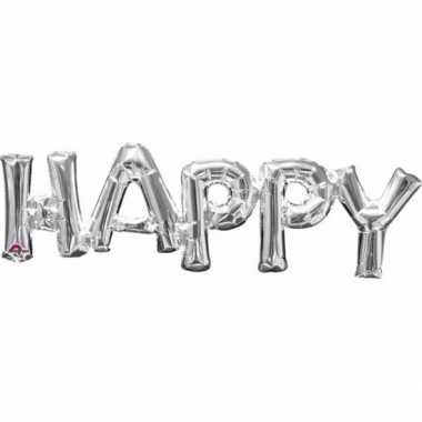 Folie ballon happy zilver 76 cm