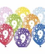 18x stuks ballonnen 9 jaar thema met sterretjes