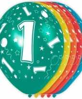 5x stuks 1 jaar thema versiering heliumballonnen 30 cm