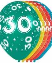 5x stuks 30 jaar thema versiering heliumballonnen 30 cm