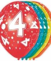 5x stuks 4 jaar thema versiering heliumballonnen 30 cm