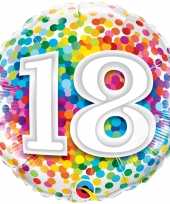 Folie ballon 18 jaar confettiprint 45 cm met helium gevuld