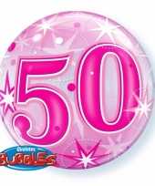 Folie helium ballon 50 jaar roze 55 cm