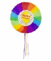 Pinatas rond happybirthday regenboog kleuren